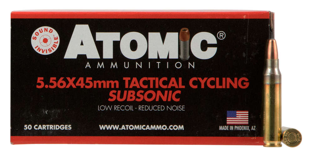 Ammunition Atomic Ammunition 275 ft lbs 223Rem|5.56NATO ATOMIC 00408 5.56        112 CYCLING TAC SUB 50/10 • Model: 275 ft lbs